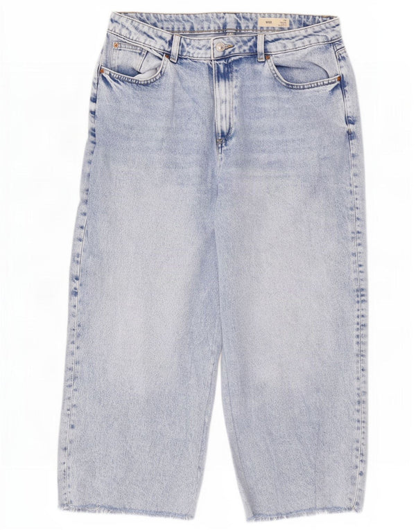 Marks & Spencer Dame Capri Wide Leg Jeans UK 14 Large W34 L23 Blå Bomuld
