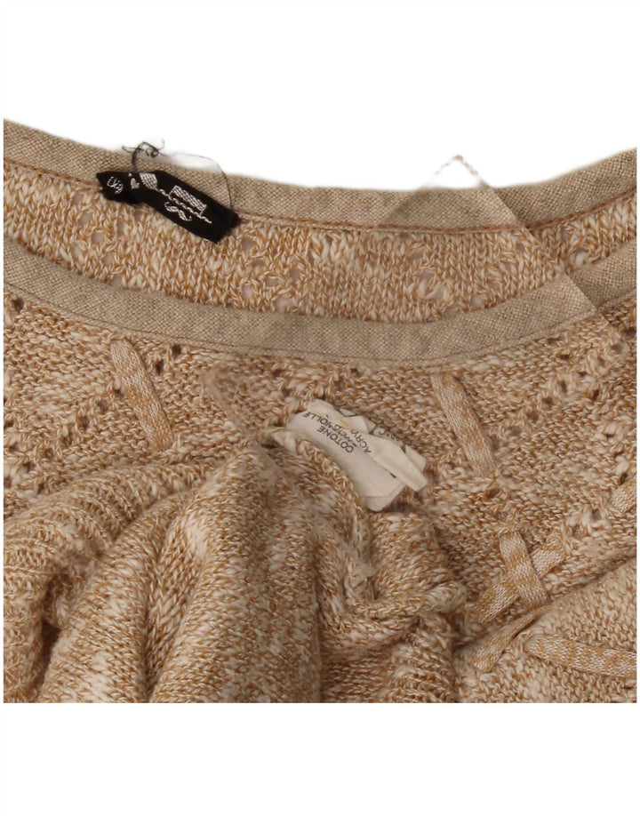 Vintage kvinders kortærmet bådhals sweater UK 14 Medium Beige