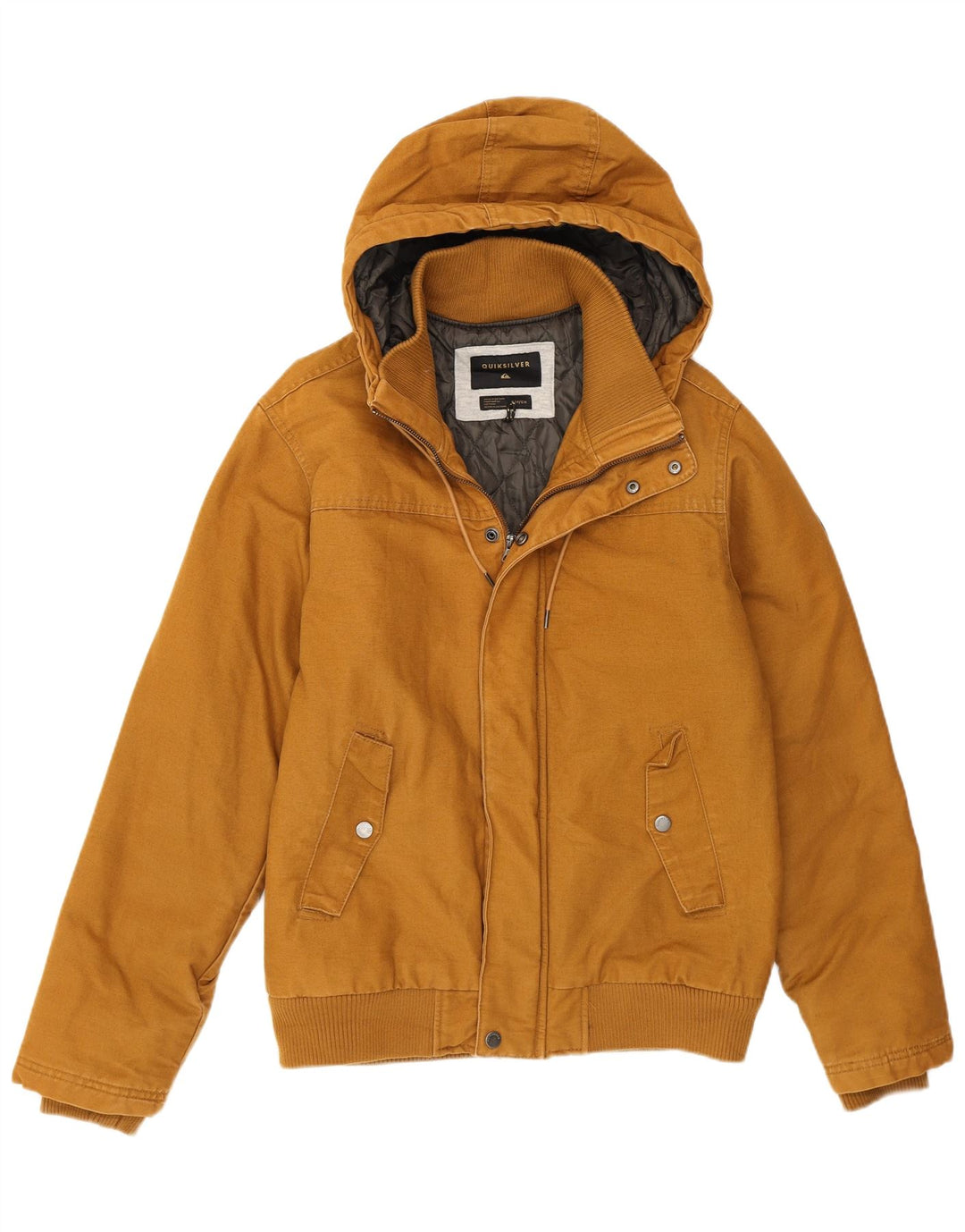 Quiksilver Herre Hooded Bomber Jacket UK 36 Small Beige Bomuld