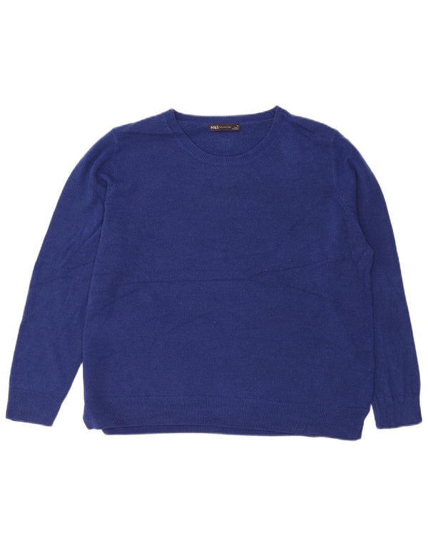 Marks & Spencer Dame Boat Neck Jumper Sweater UK 20 2XL Blå Akryl