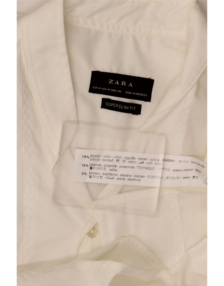 ZARA Herre Super Slim Fit skjorte Medium hvid bomuld