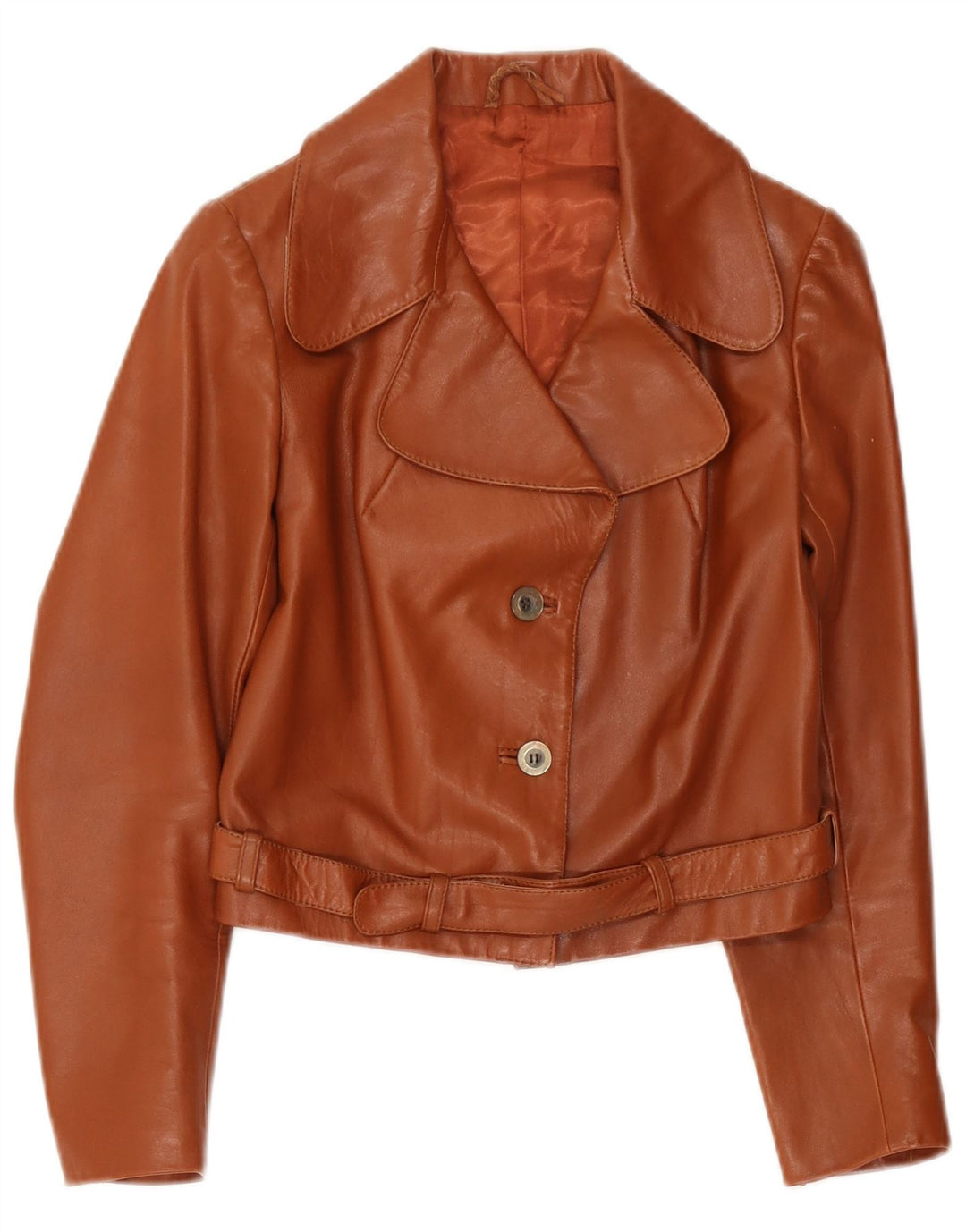 Vintage dame 2-knaps læder blazerjakke UK 4 XS Brun
