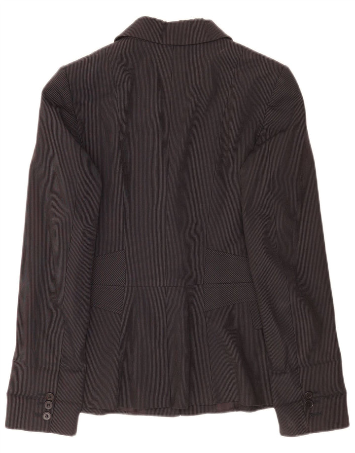 Reiss Dame 1 Knap Blazer Jacket UK 8 Small Black Pinstripe Viscose