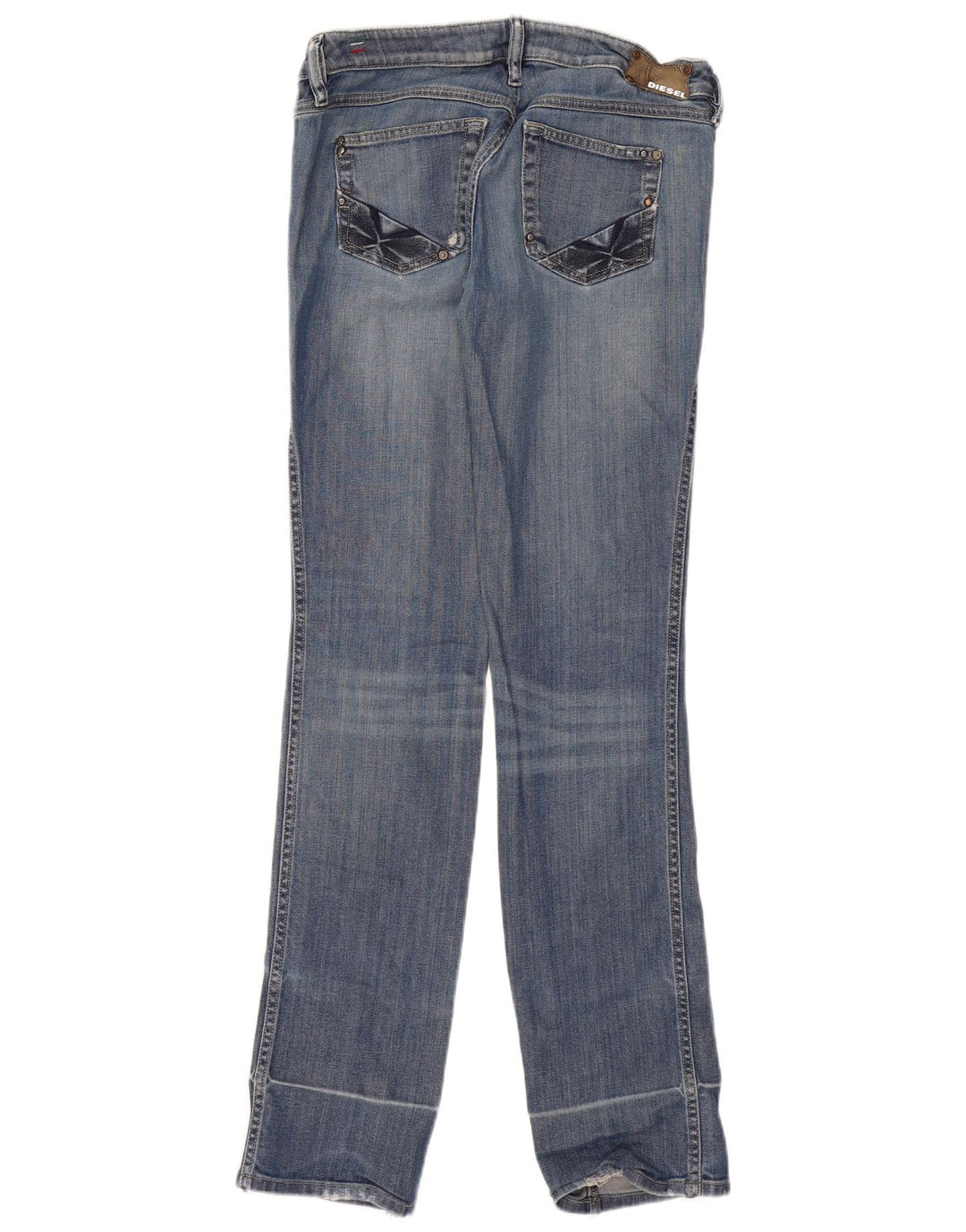 Diesel Dame Lhela Distressed Straight Jeans W30 L34 Blå Bomuld