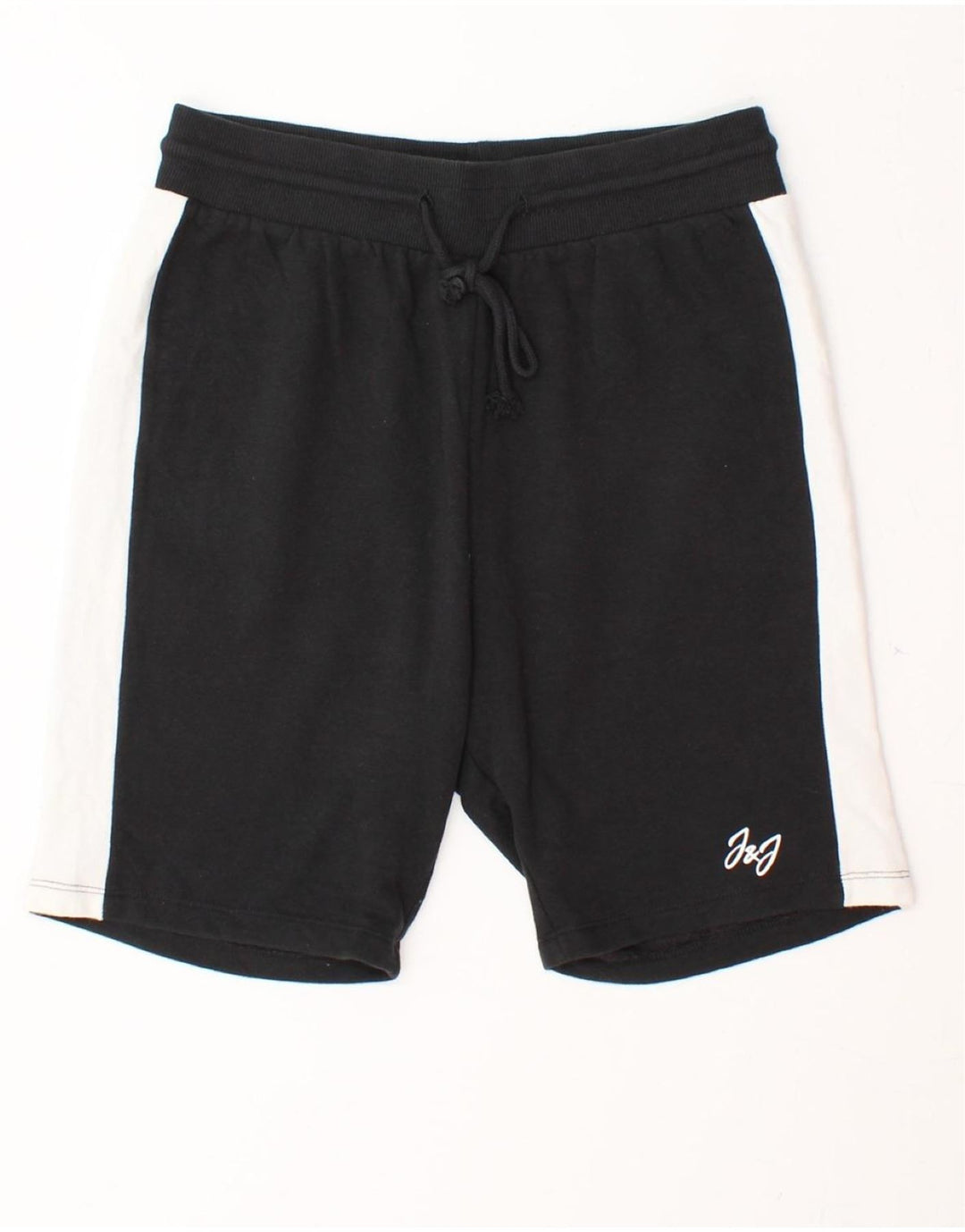 JACK & JONES Mens Sport Shorts Small  Black Colourblock Cotton Vintage Jack & Jones and Second-Hand Jack & Jones from Messina Hembry 