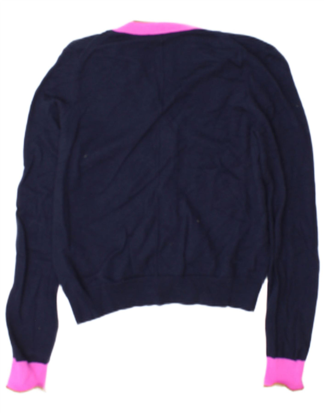 Jigsaw Dame Cardigan Sweater UK 14 Medium Navy Blue Colourblock Uld