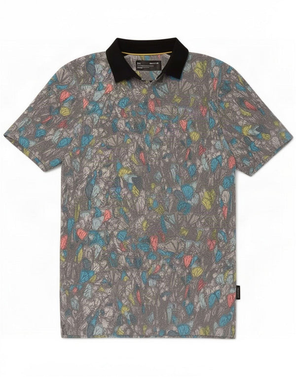 Under Armour Mens Abstract Pattern Rugby Polo Shirt Small Grey Polyester