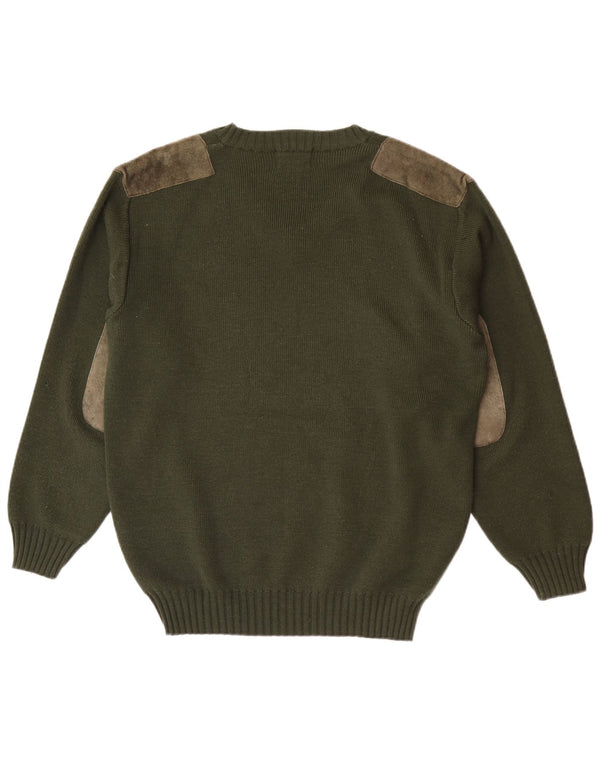 Country Herretøj V-hals sweater EU 40 Medium Grøn Colourblock Uld