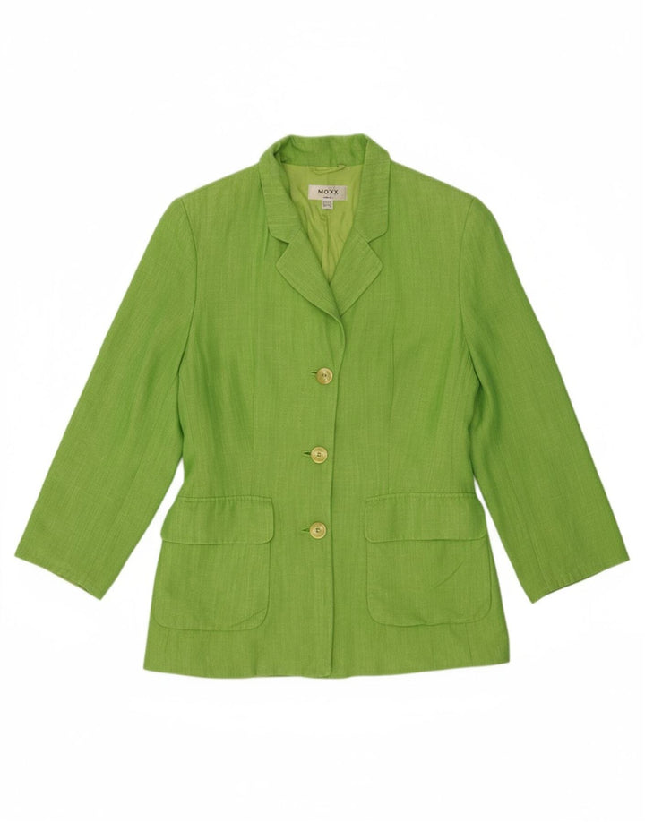 MEXX Womens 3 Button Blazer Jacket UK 12 Medium Green Viscose