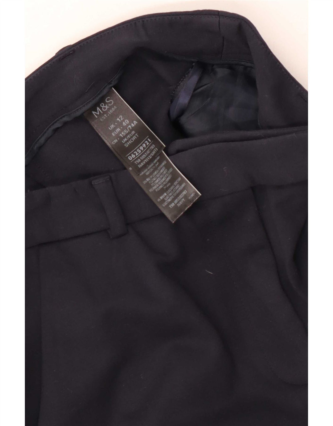 Marks & Spencer Dame Crop Suit Bukser UK 12 Medium W30 L24 Navy Blue