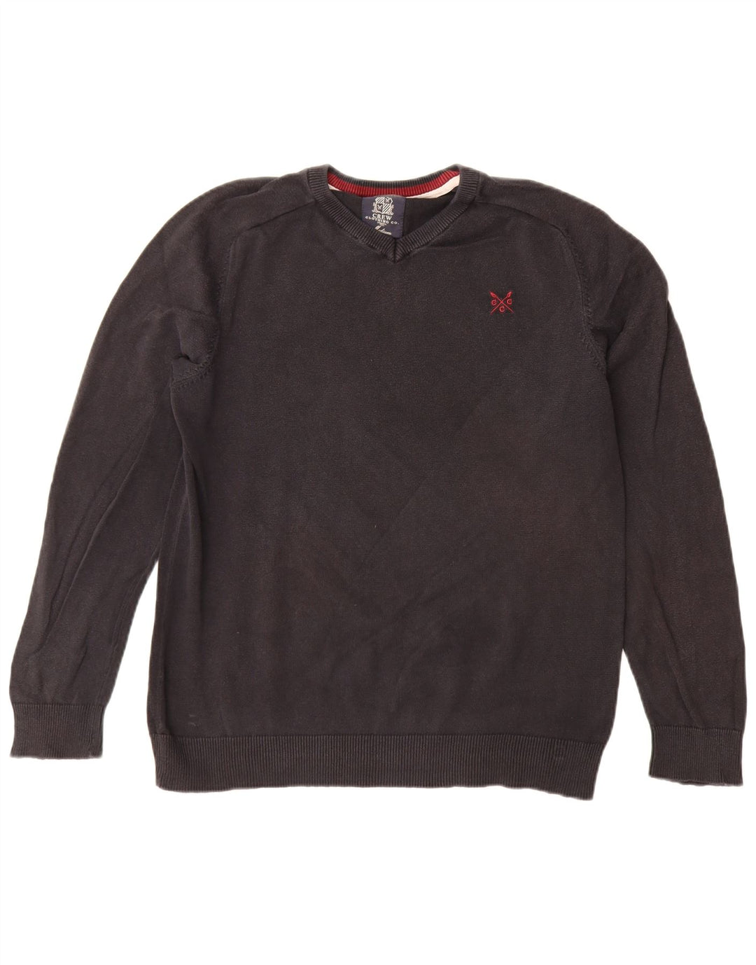 CREW TØJ Herre V-hals sweater Medium Sort Bomuld