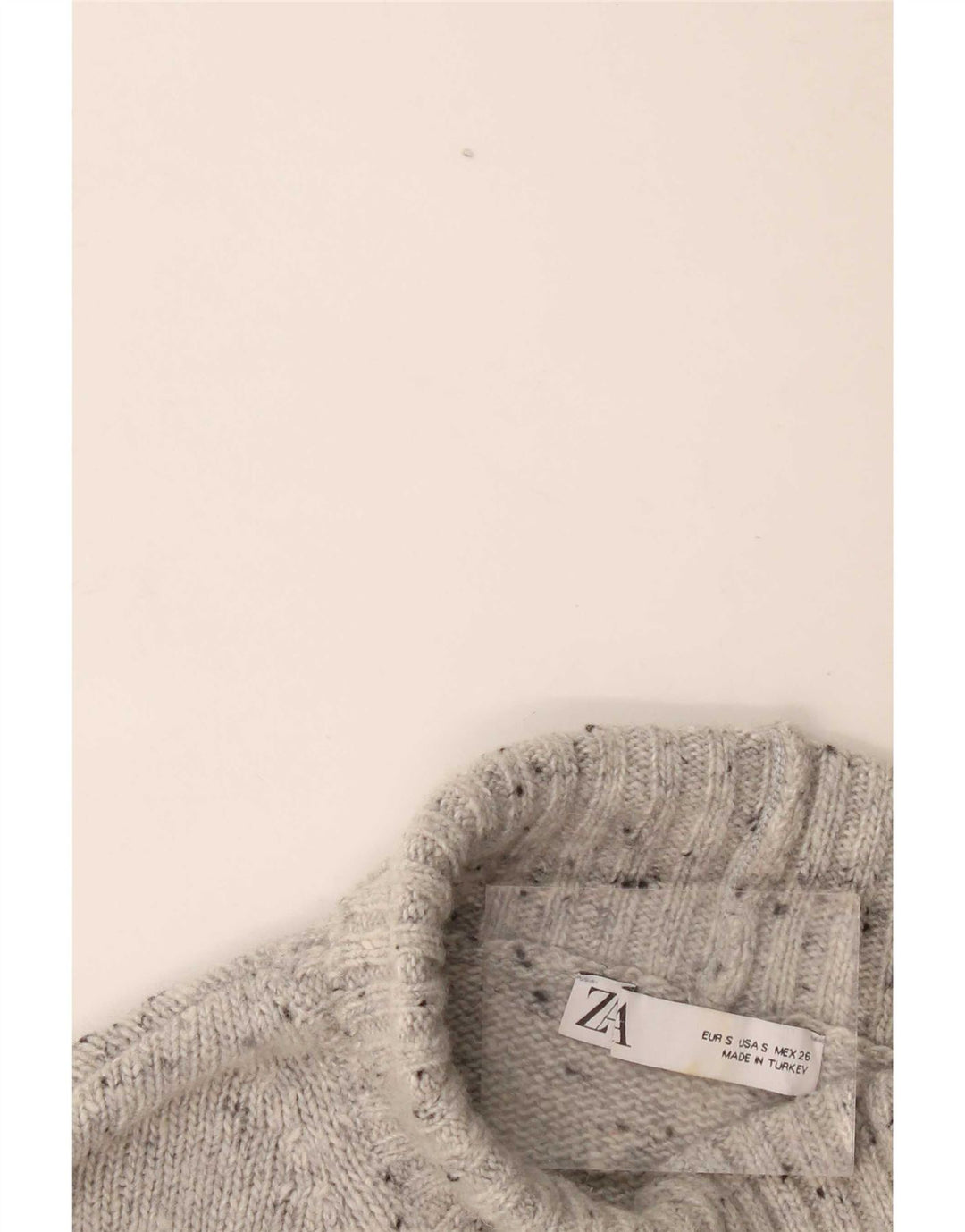 Zara Dame Oversized Turtle Neck Jumper Sweater UK 10 Small Grey Flecked