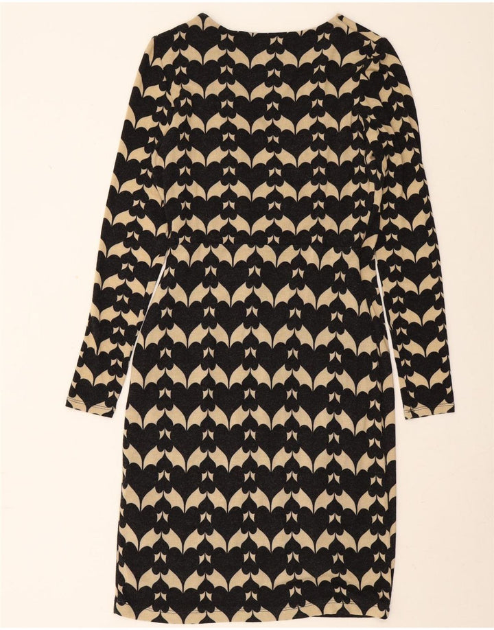 Phase Eight Dame Langærmet Skede Kjole UK 12 Medium Sort Geometrisk