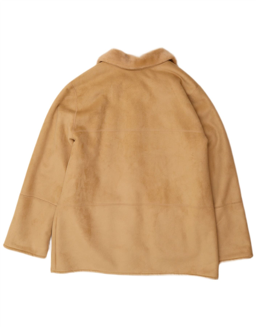 VINTAGE Sherpajakke til kvinder EU 44 XL Beige Akryl