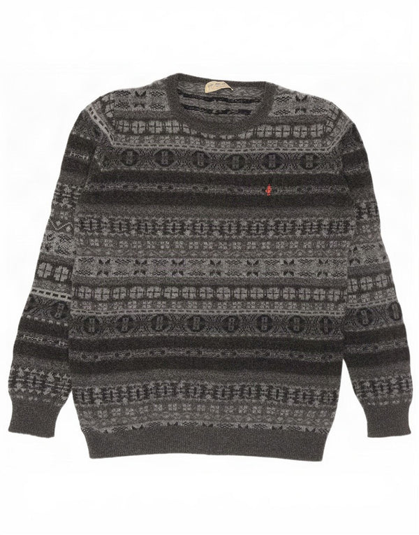 Marlboro Classics Herre Crew Neck Jumper Sweater 2XL Grå Fair Isle Wool