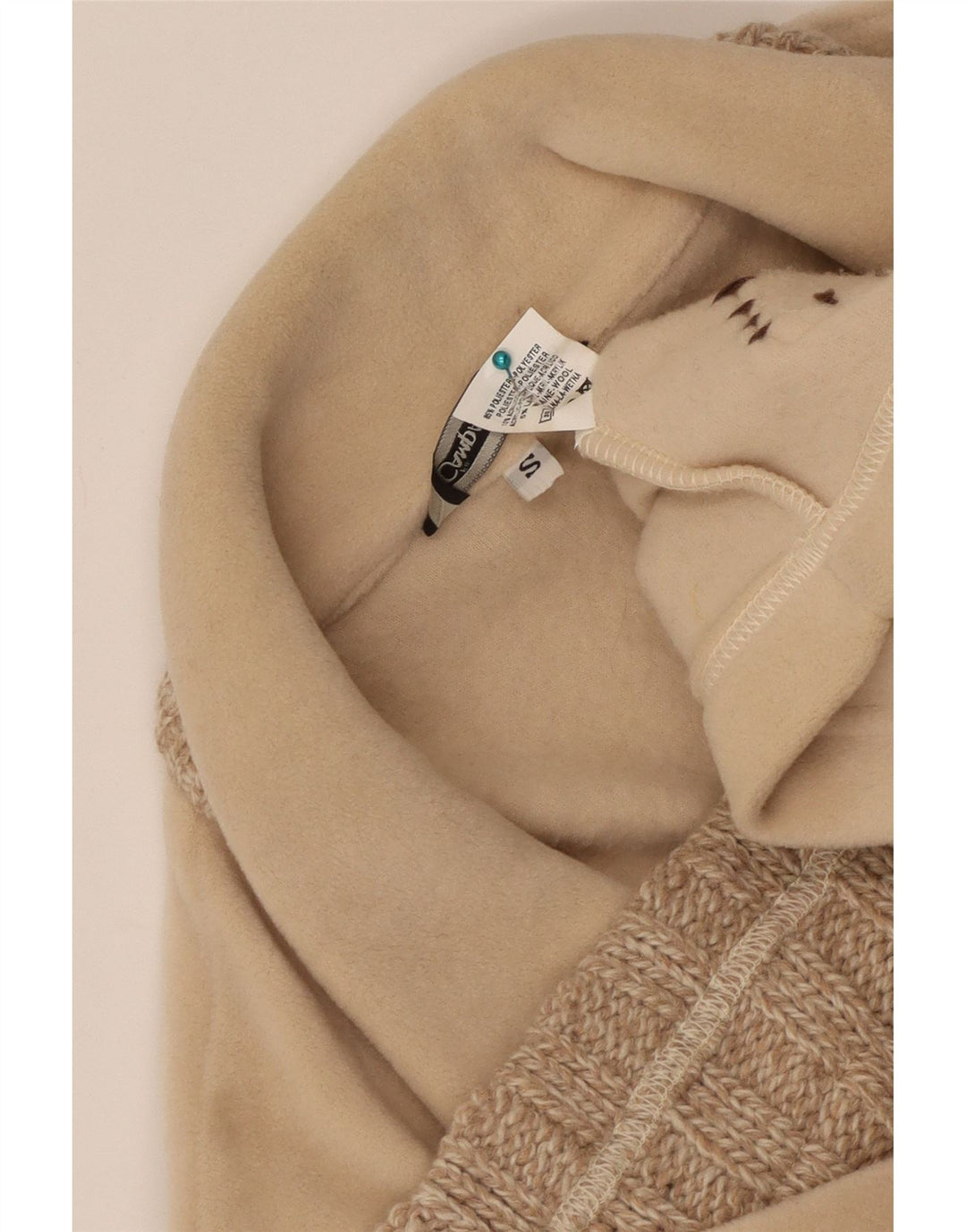 Vintage dame fleecejakke i overstørrelse UK 10 Small Beige Colourblock