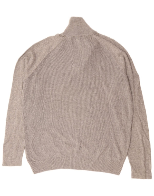 Jack & Jones Herre Zip Neck Jumper Sweater Medium Grey Bomuld