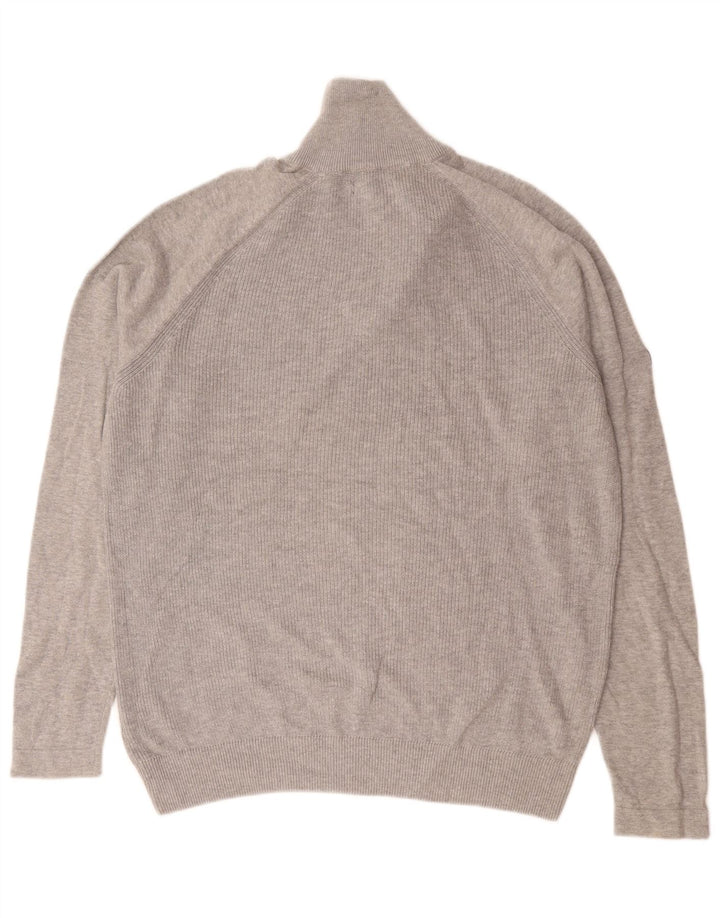 Jack & Jones Herre Zip Neck Jumper Sweater Medium Grey Bomuld