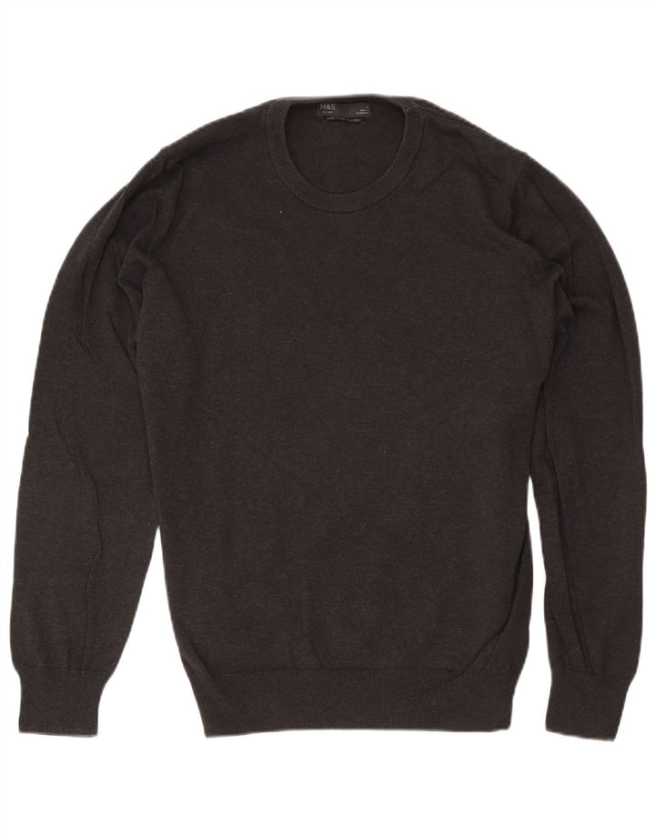 Marks & Spencer Herre sweater med rund hals, stor grå bomuld