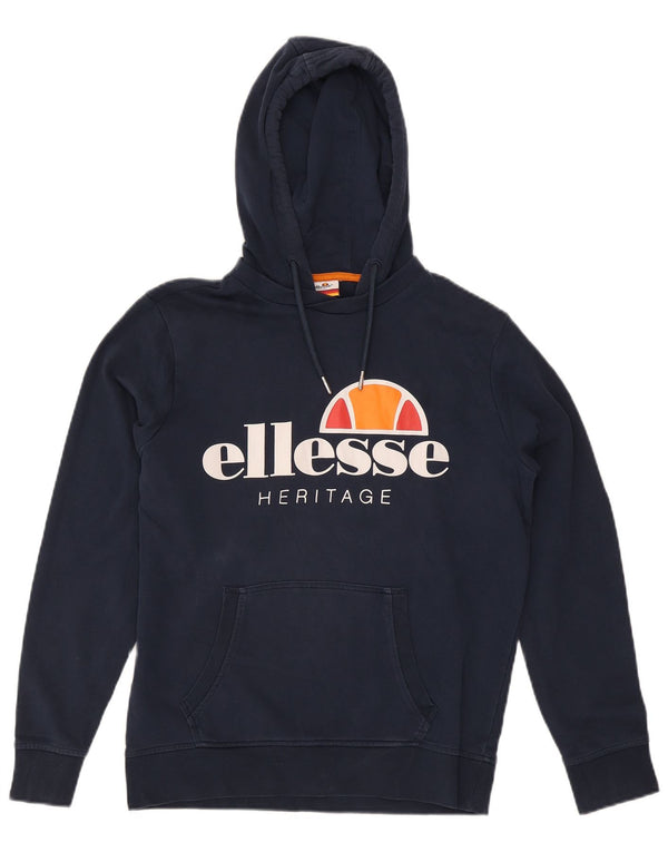 Ellesse Heritage Graphic Hoodie Jumper Small Navy Blue Bomuld