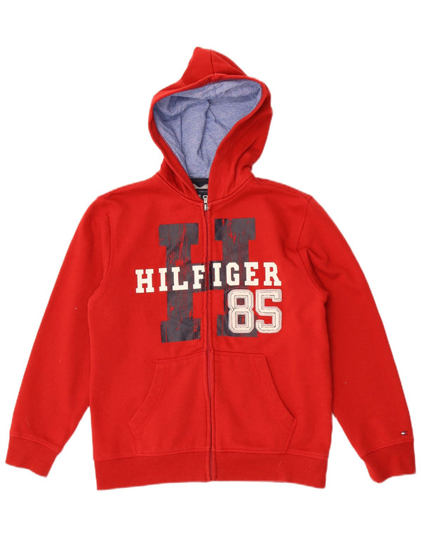 Tommy Hilfiger drenge grafisk hættetrøje med lynlås 12-13 år Medium Rød