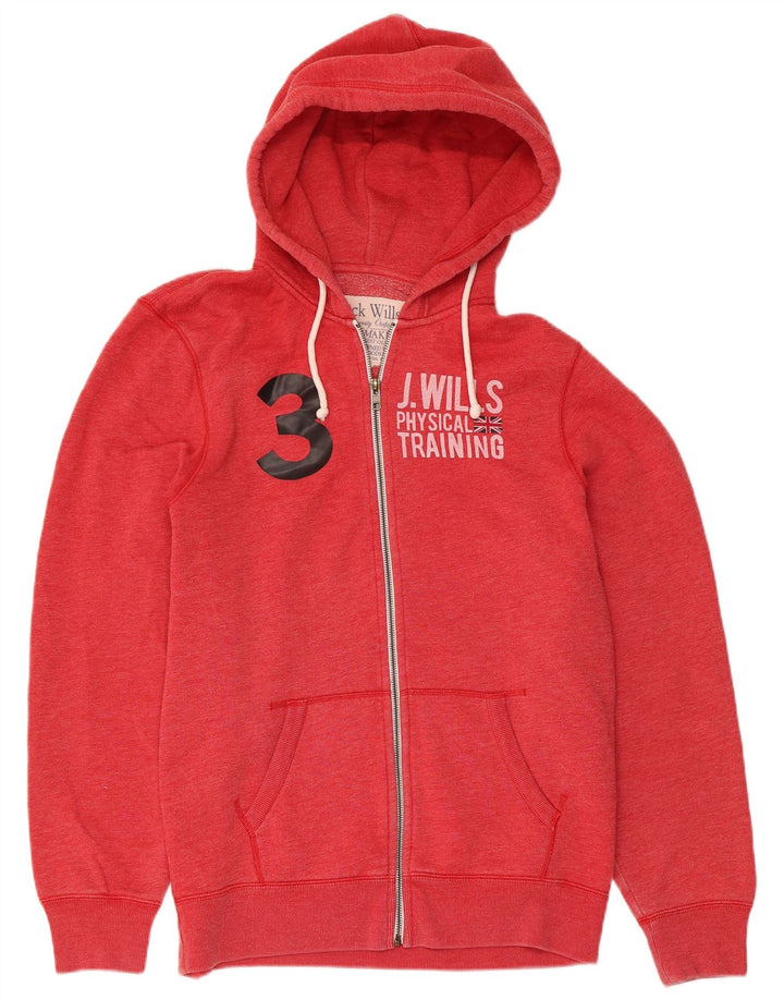 JACK WILLS Herre grafisk hættetrøje med lynlås Stor rød bomuld