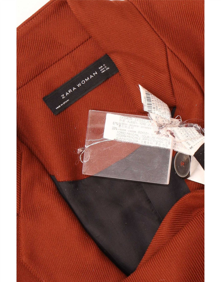 Zara Dame Overfrakke UK 10 Lille brun polyester