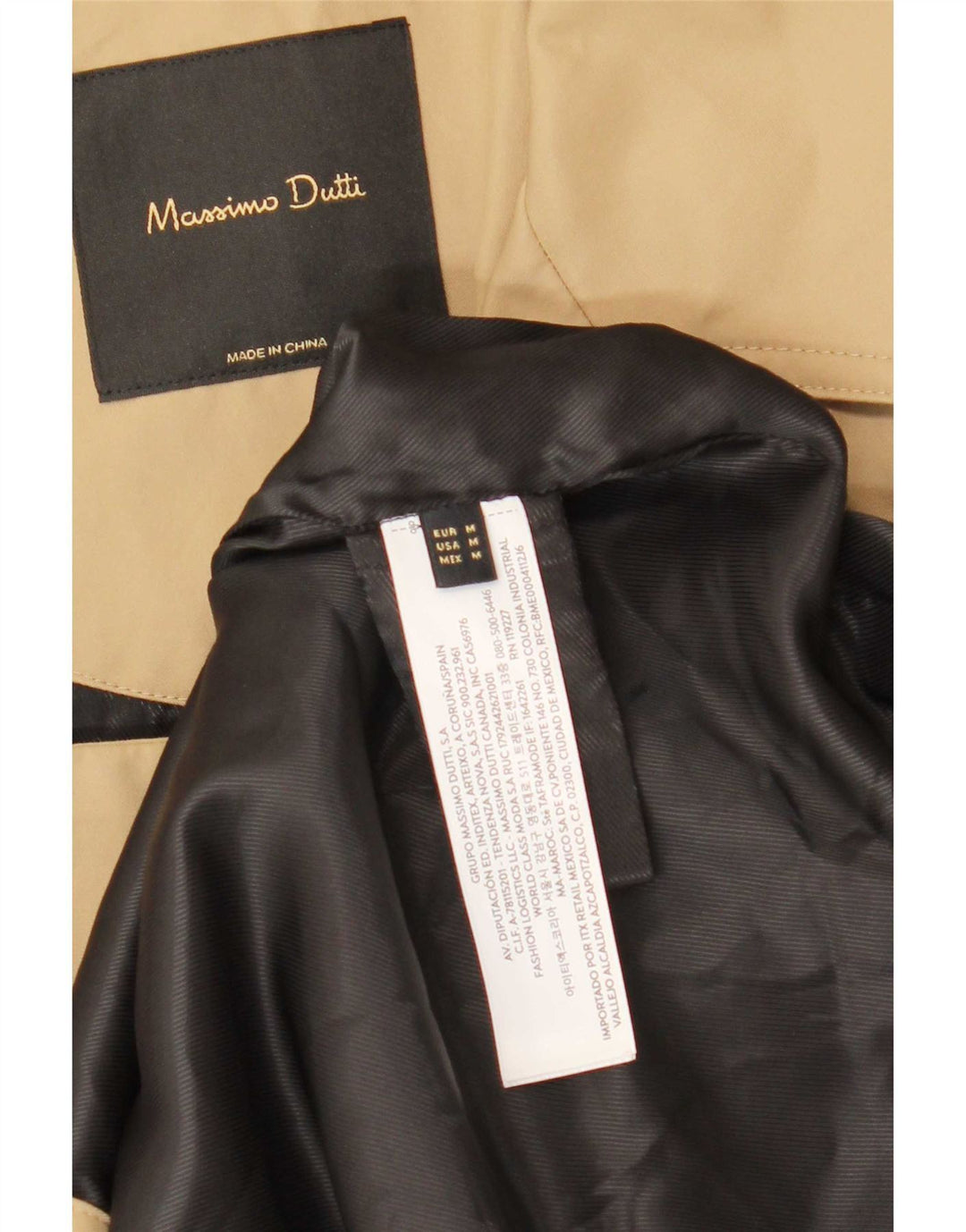 Massimo Dutti Kvinder Kort Oversized Trench Coat UK 14 Medium Beige Bomuld