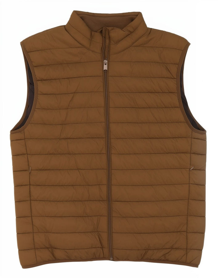 Zara Herre Polstret Gilet UK 40 Stor Khaki Polyester