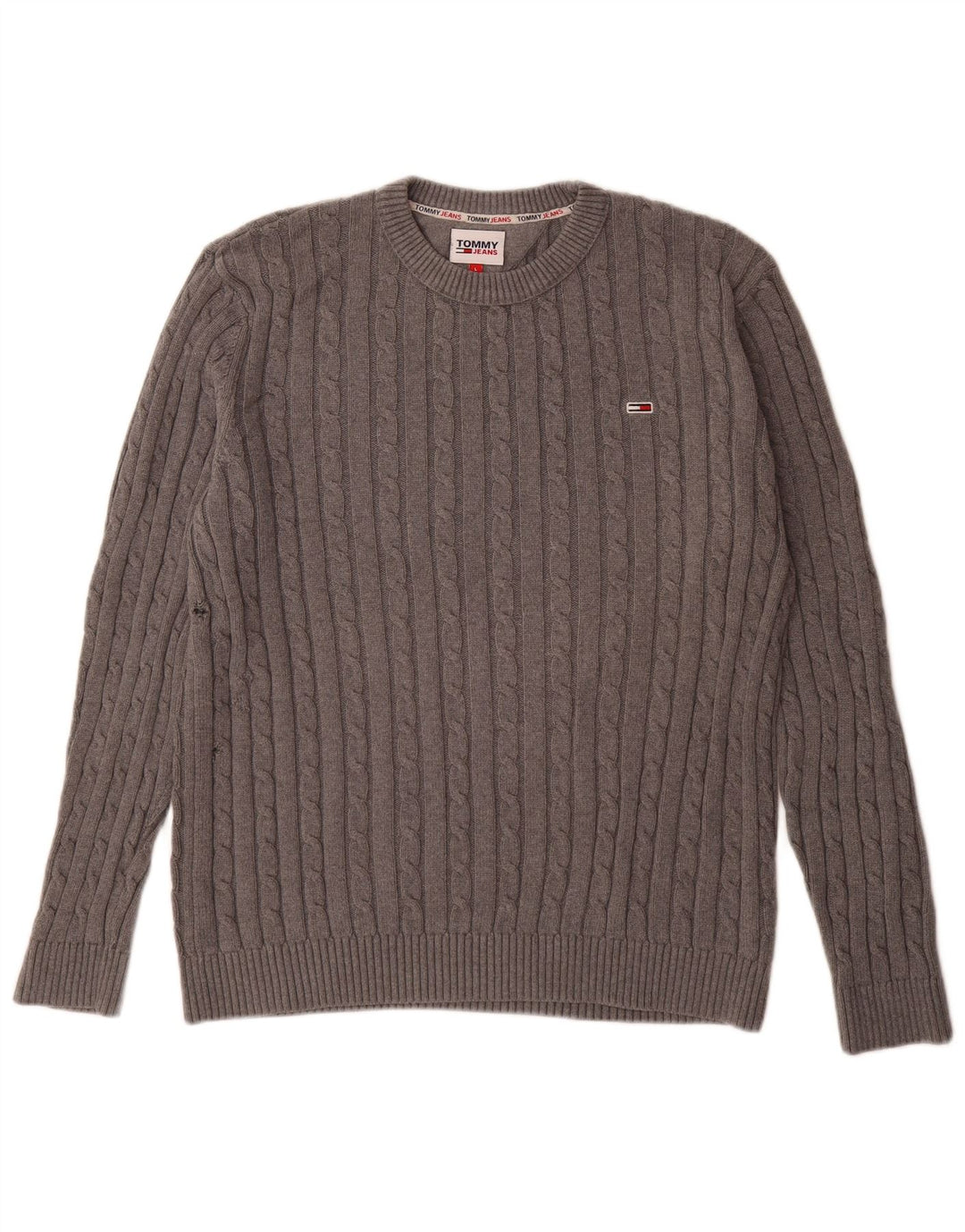 Tommy Hilfiger Herre Crew Neck Jumper Sweater Stor Grå Bomuld