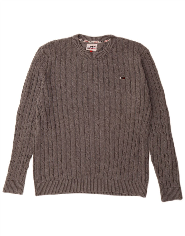 Tommy Hilfiger Herre Crew Neck Jumper Sweater Stor Grå Bomuld