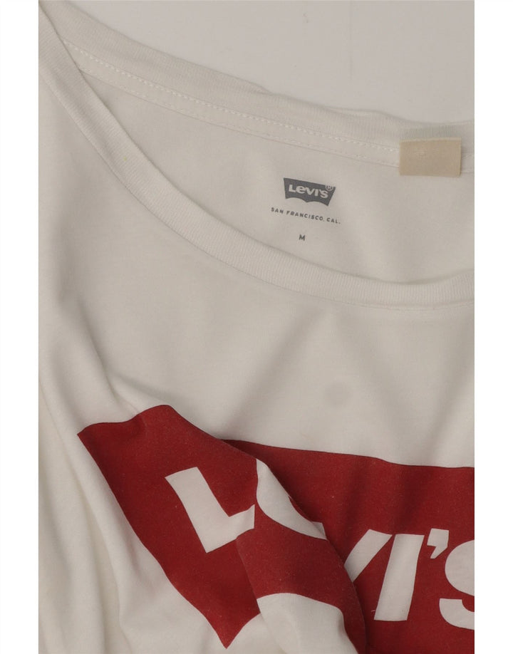 LEVI'S Dame Grafisk T-Shirt Top UK 12 Medium White