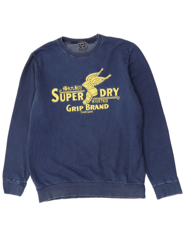 Superdry Mens Graphic Sweatshirt Jumper 2XL Navy Blue Cotton