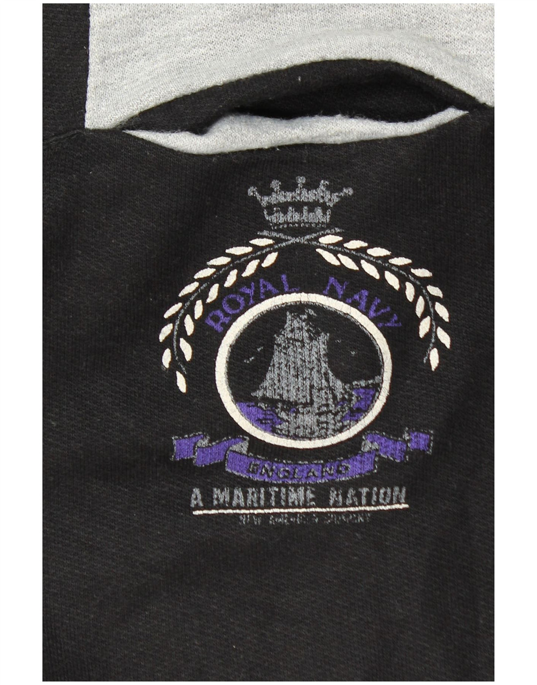 Vintage Polo-hals sweatshirt til mænd Medium Sort Colourblock