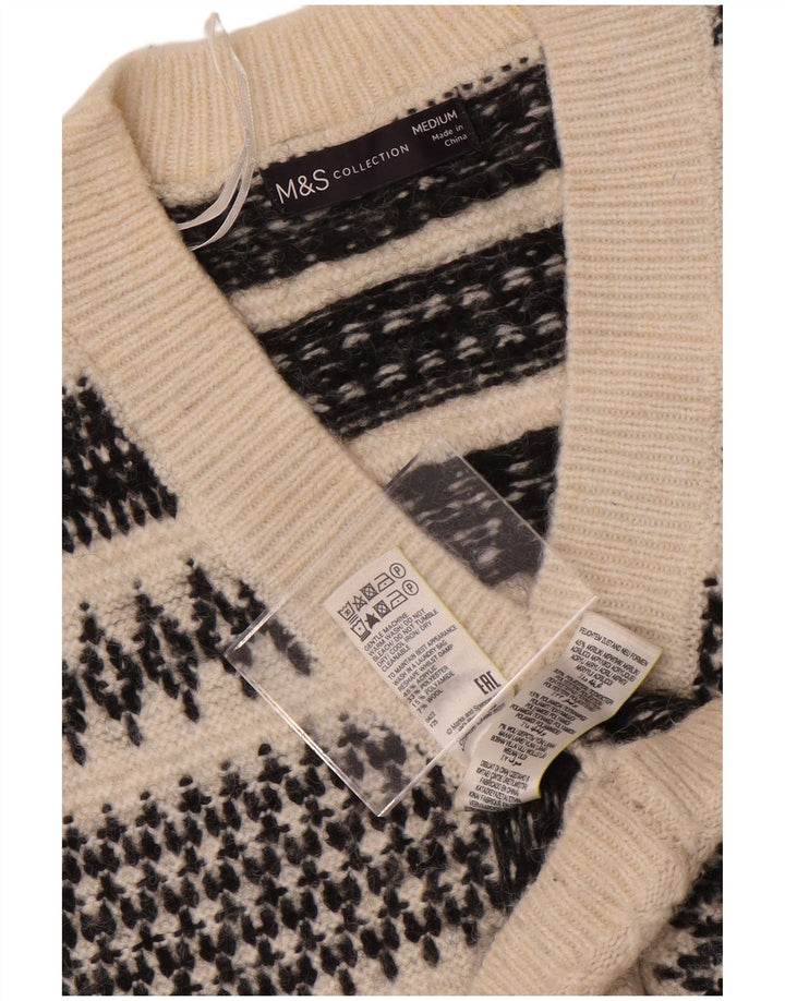 Marks & Spencer Damevest Tank Top UK 14 Medium Off White Fair Isle