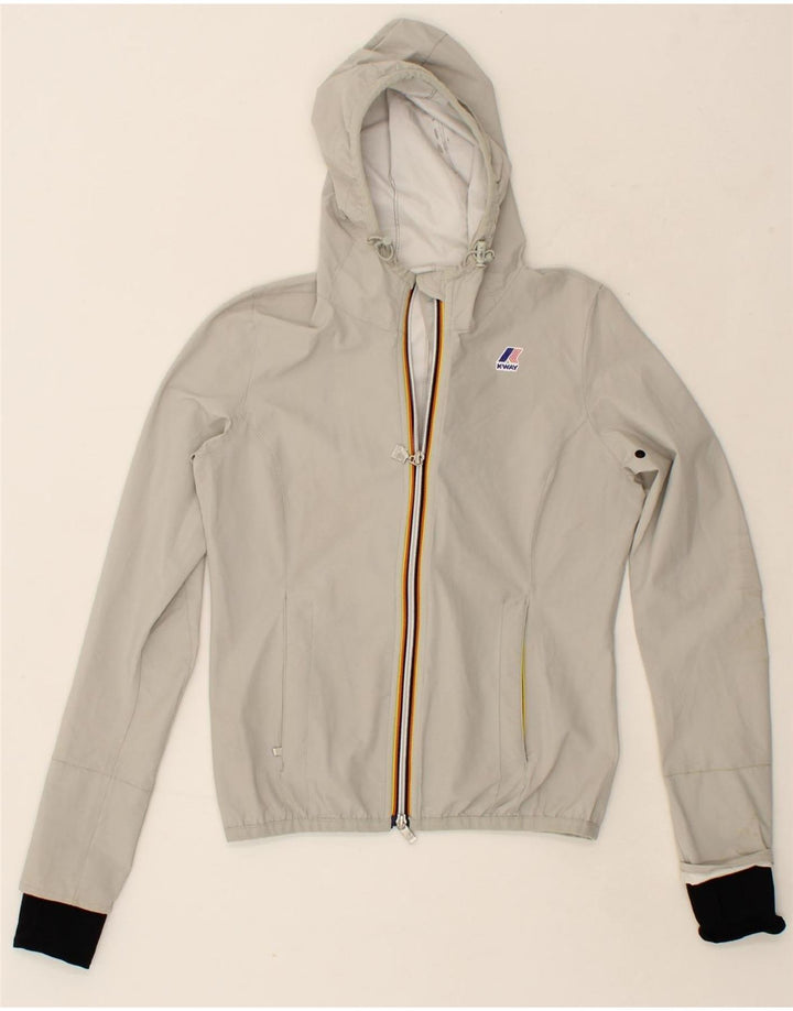 K-WAY Womens Hooded Rain Jacket UK 8 Small Grey Nylon Vintage K-Way and Second-Hand K-Way from Messina Hembry 