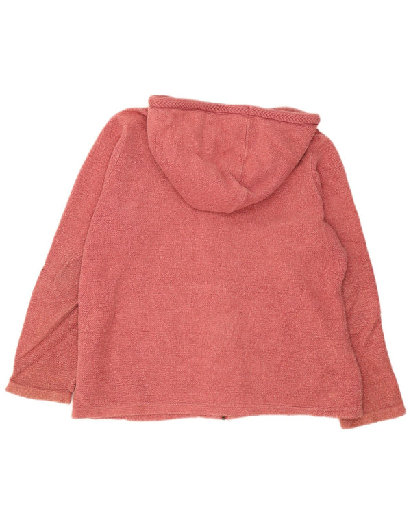Fat Face Dame Oversized Zip Hoodie Sweater UK 12 Medium Pink Bomuld