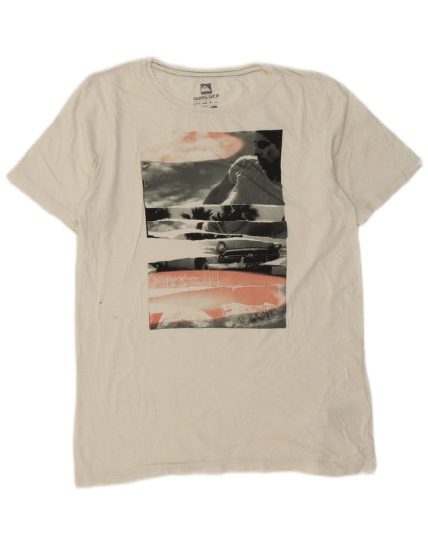 Quiksilver Boys Grafisk T-Shirt Top 13-14 år Off White Bomuld