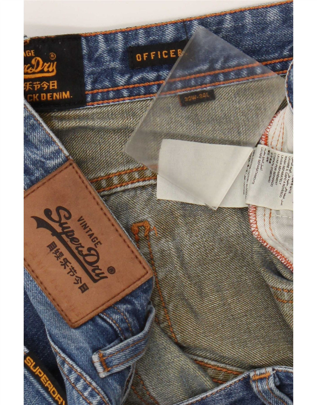 Superdry Herre Officer Slim Jeans W32 L34 Blå Bomuld