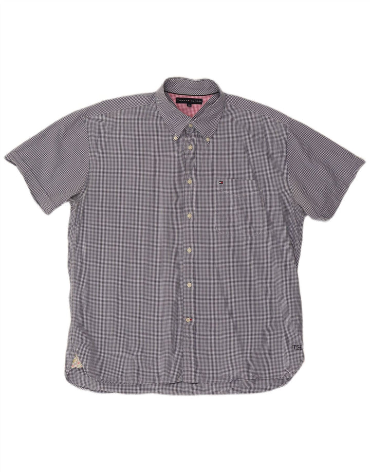 TOMMY HILFIGER Kortærmet Herreskjorte 2XL Blå Gingham Bomuld