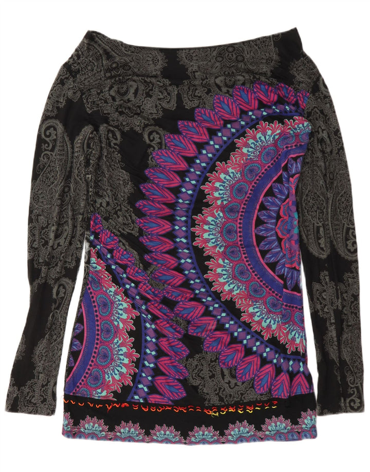 Desigual Dame Lash Grafisk Top Langærmet UK 12 Medium Flerfarvet