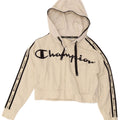 Champion Womens Graphic Crop Hættetrøje med lynlås UK 14 Medium White