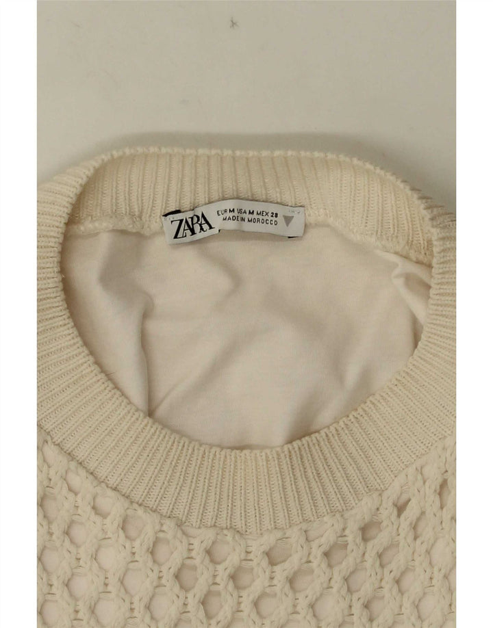 Zara Dame Bluse Top UK 12 Medium White