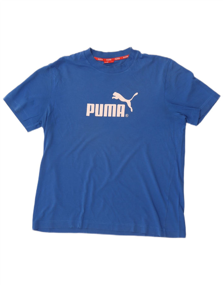 Puma Herre Grafisk T-Shirt Top Stor Blå Bomuld