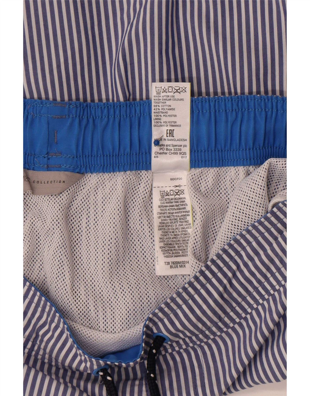 Marks & Spencer Badeshorts til mænd store blå nålestribet bomuld