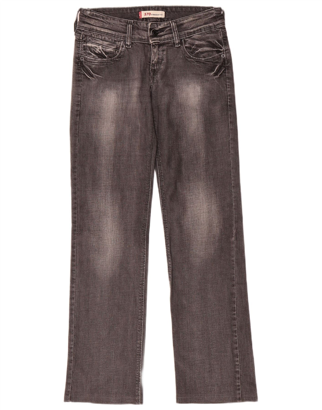 Levi's Dame 570 Straight Jeans W27 L31 Grå Bomuld
