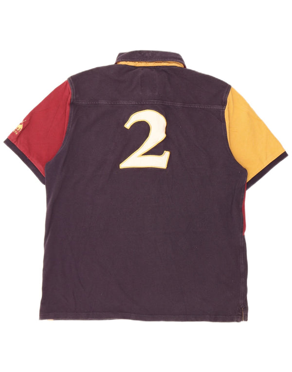 Joules Herre Graphic Classic Fit Polo Shirt Large Navy Blue Colourblock