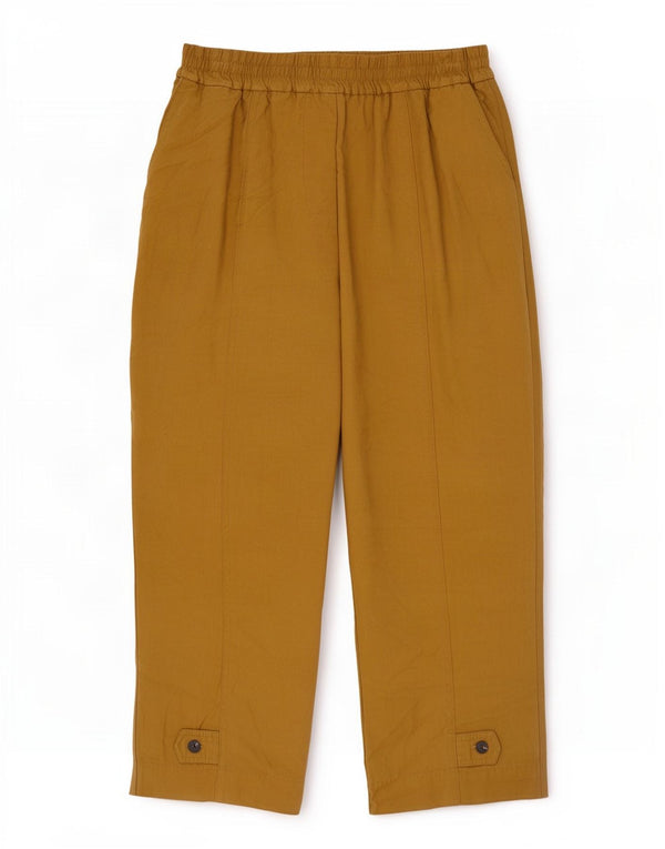 Zara Dame Loose Fit Capri Bukser Medium W28 L23 Khaki Viscose