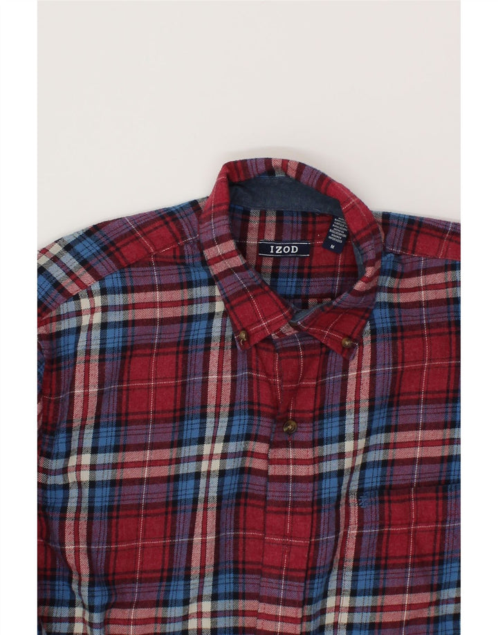 IZOD Mens Flannel Shirt Medium Red Check Cotton Vintage Izod and Second-Hand Izod from Messina Hembry 