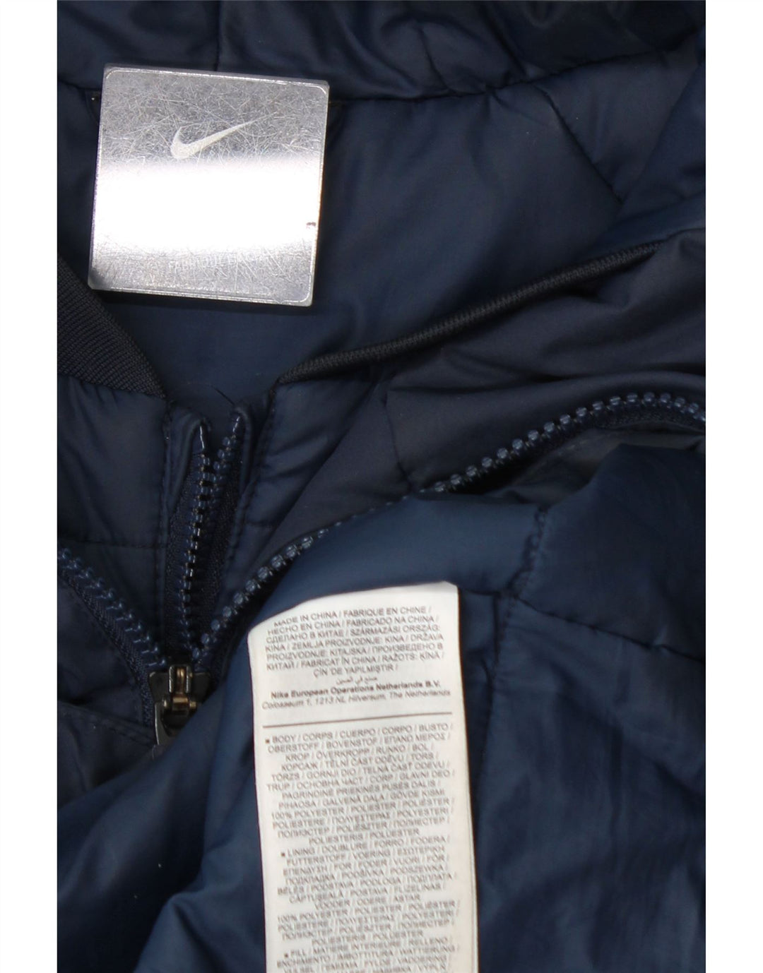 Nike Polstret frakke med hætte til mænd UK 38 Medium Navy Blue Polyester